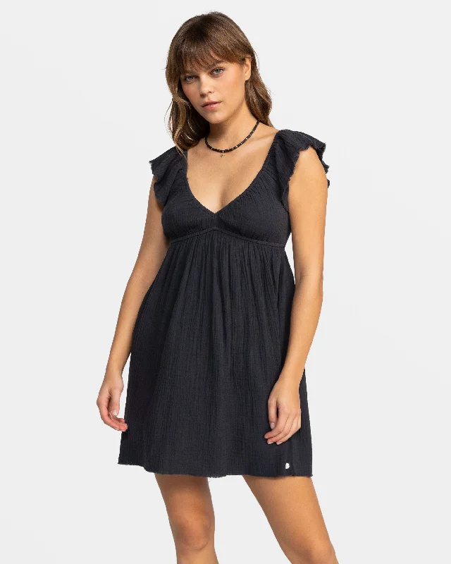 Luna Flutter Sleeves Mini Dress - Phantom