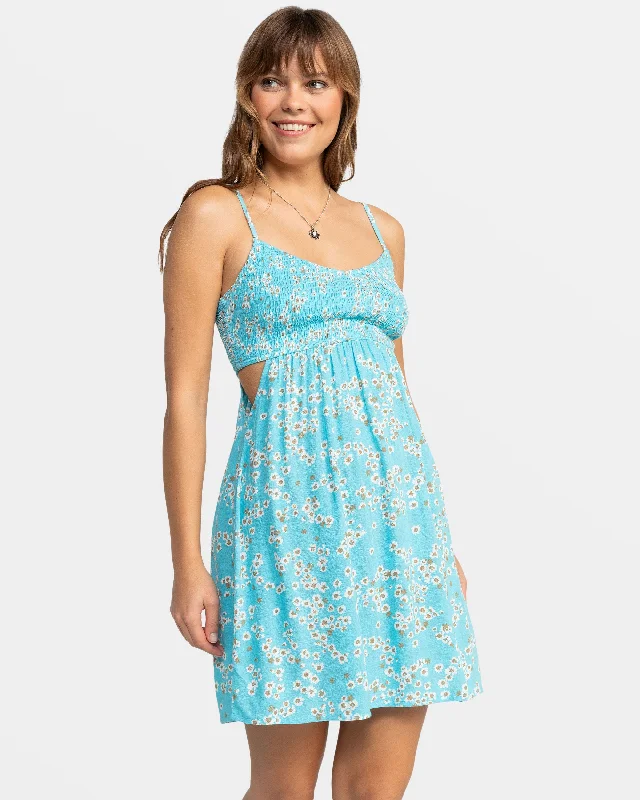 Hot Tropics Flowy Mini Dress - Maui Blue Margarita