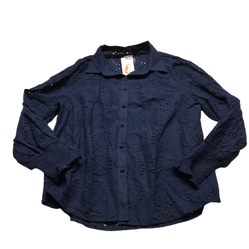 Top Long Sleeve By Clothes Mentor In Navy, Size: Xxl