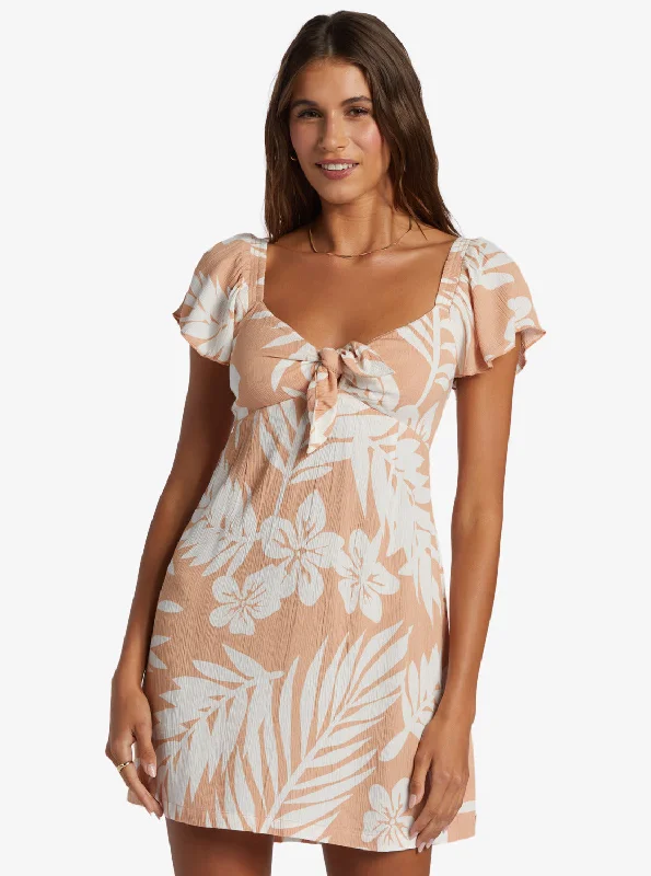 Oceanview Mini Dress - Cafe Creme Palmeria