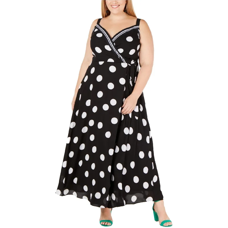 I-N-C Womens Dot Maxi Dress, Black, 20W