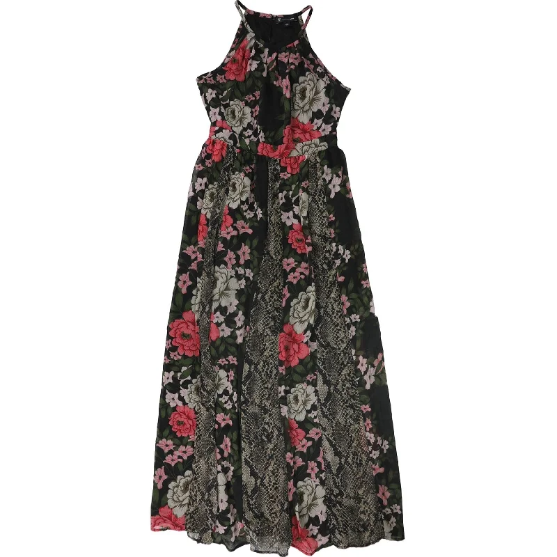 I-N-C Womens Floral Maxi Dress, Black, 2