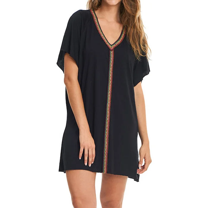 Pitusa Mini Pima Abaya Tunic Cover Up - Black