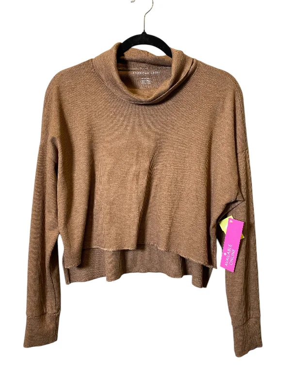 Top Long Sleeve By American Eagle In Brown, Size: Xs