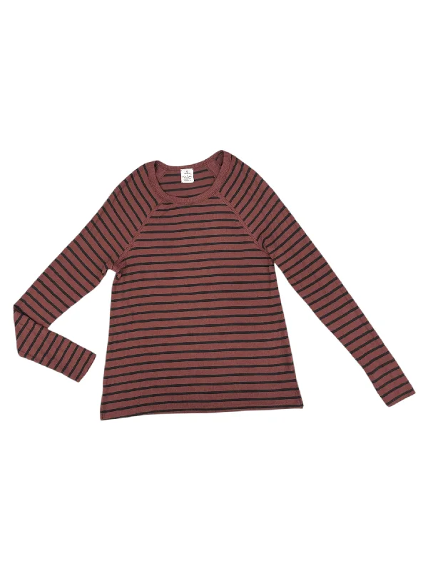 Top Long Sleeve By Evereve In Brown & Red, Size: S