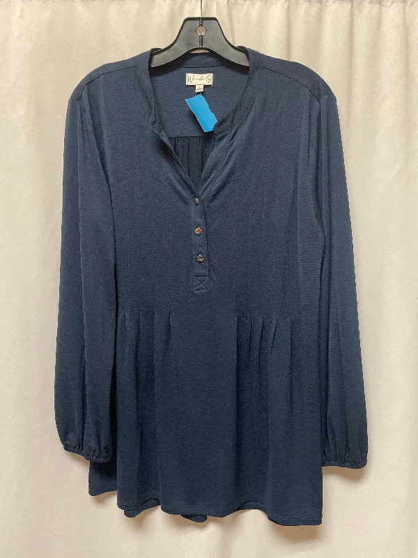 Top Long Sleeve By Wonderly In Blue, Size: L