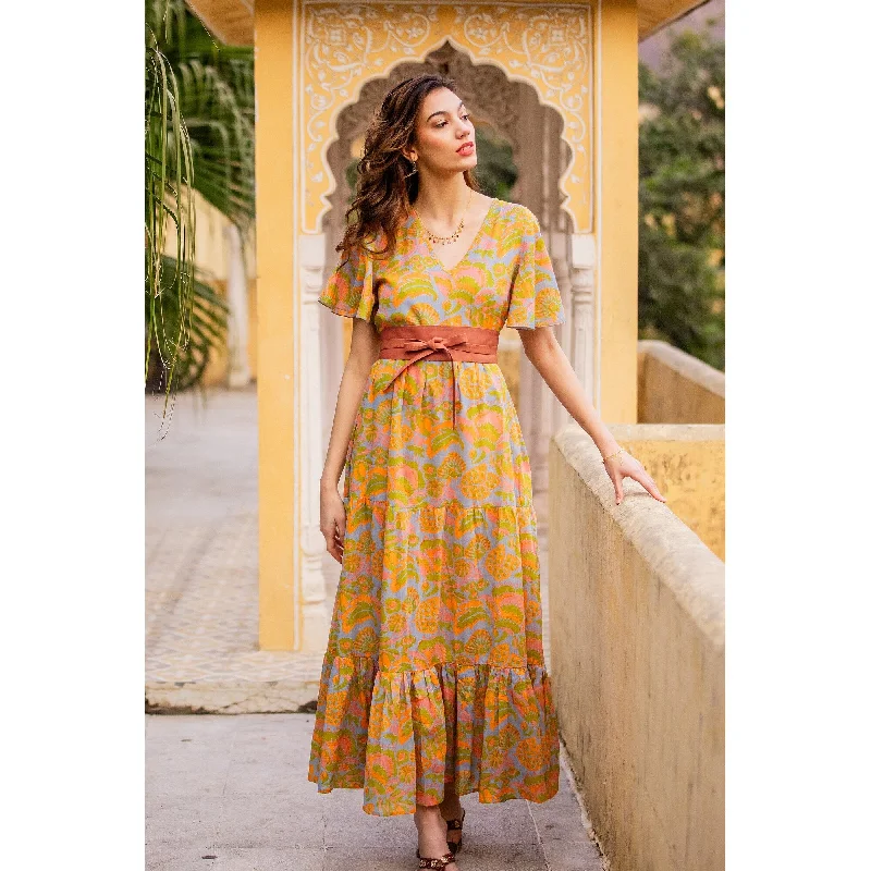 Novica Handmade Spring Symphony Cotton Maxi Dress