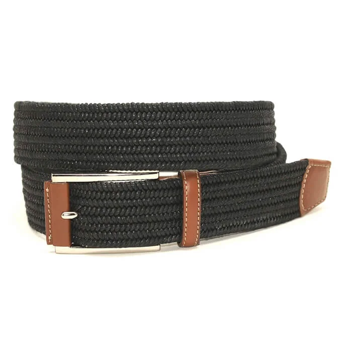 Torino Italian Mini Woven Cotton Stretch Belt - Black