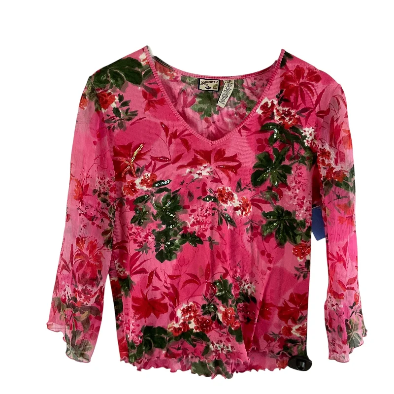 Top Long Sleeve By Caribbean Joe In Pink, Size: Xl