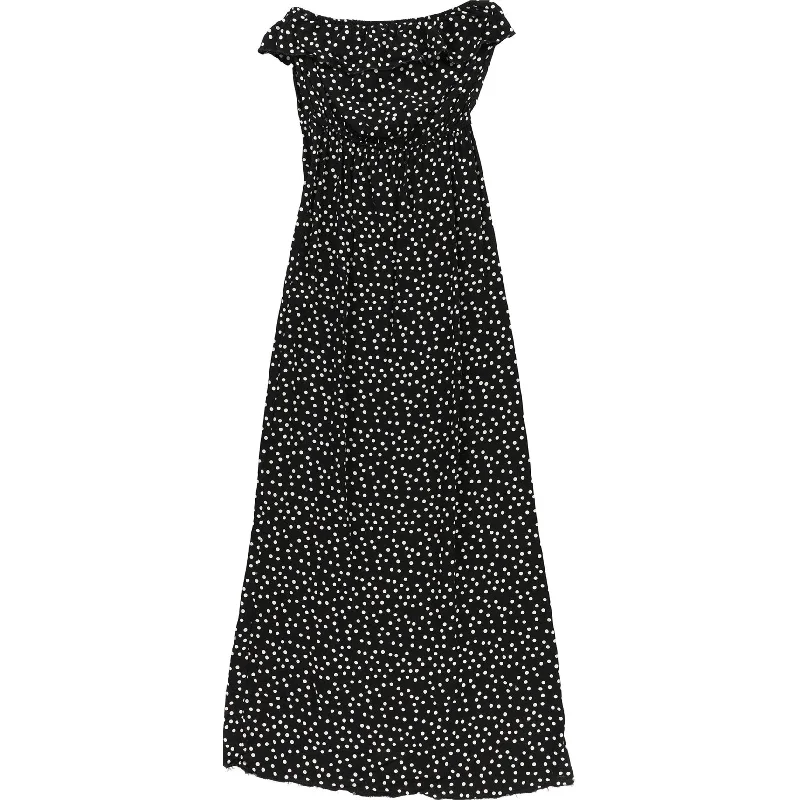 bar III Womens Polka Dot Strapless Maxi Dress, Black, X-Small