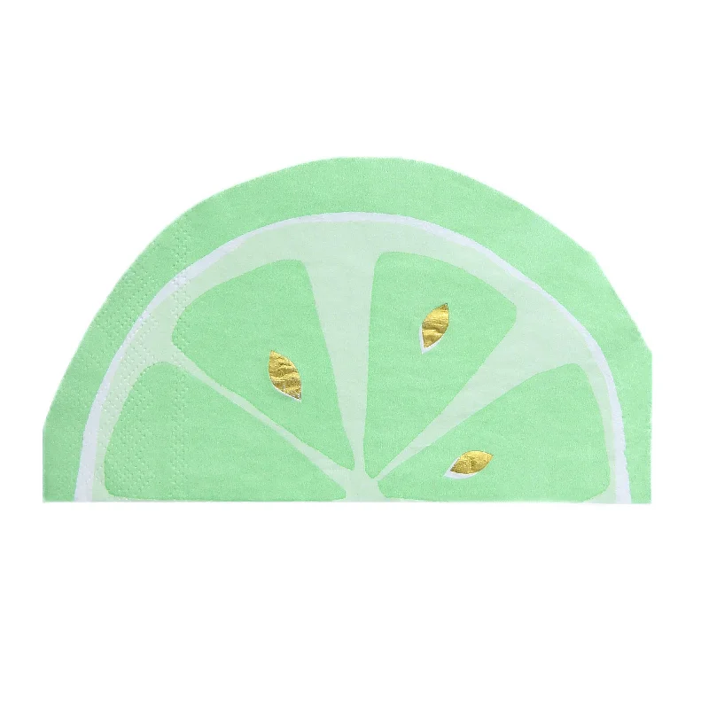 Lime Party Lime-Shaped Small Beverage Napkins, 16 Count