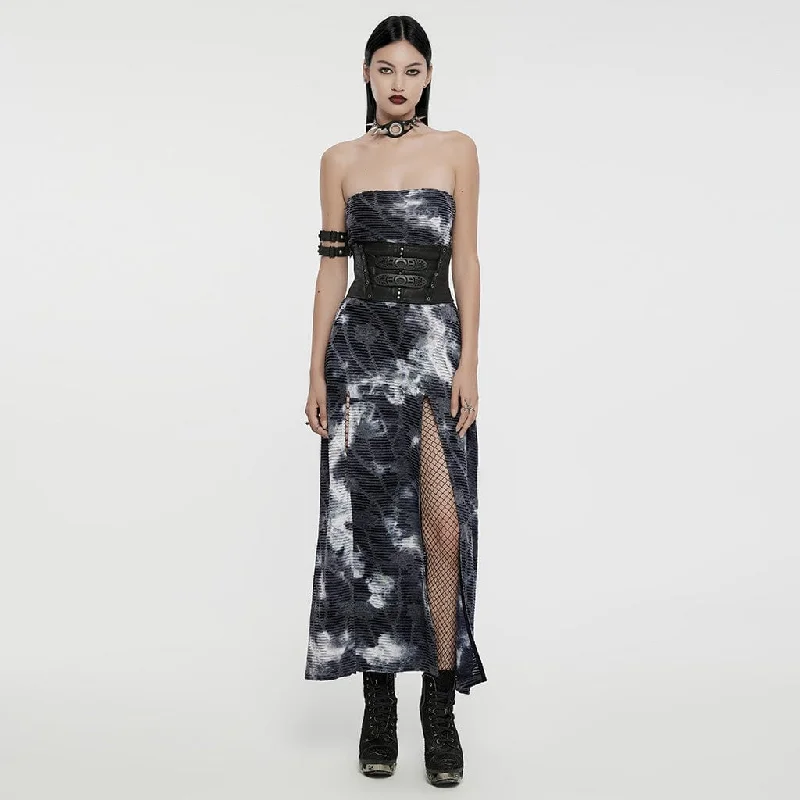 Women's Gothic Tie-dyed Ripped Split Party Dress