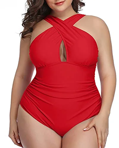 Trendy Tummy Control One Piece Swimsuits For Vacation-Red