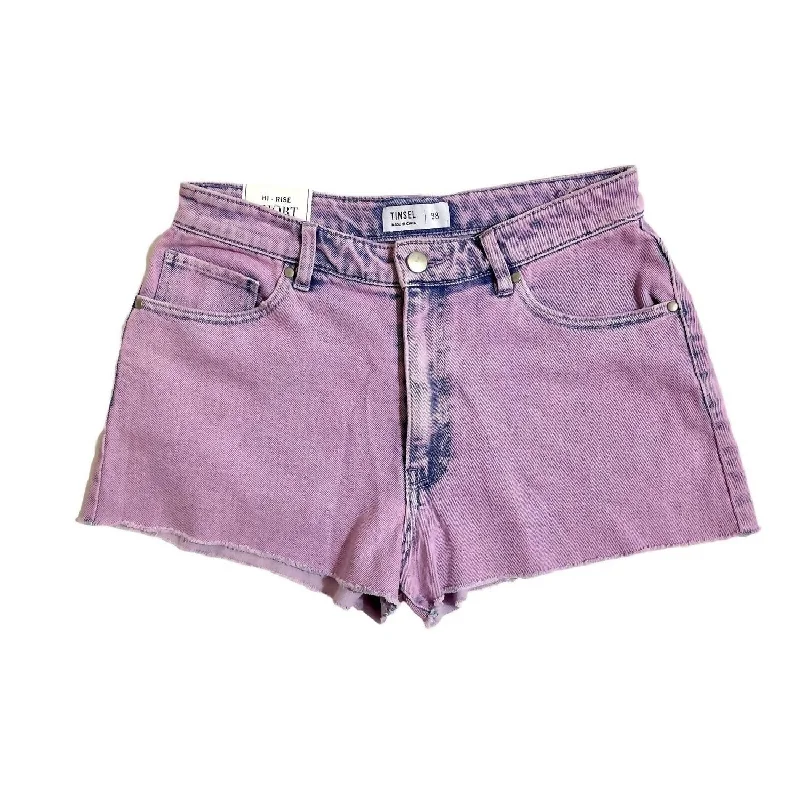 Women's Hi-Rise Acid Wash Denim Shorts In Pink