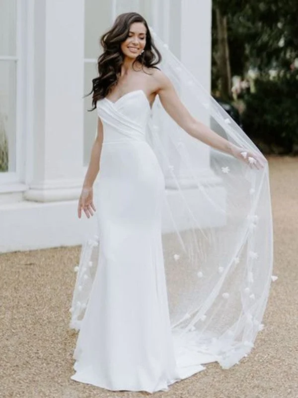 Elegant tight fittingstraight tube  crepe pleated sweetheart sleeveless and ground length wedding dress