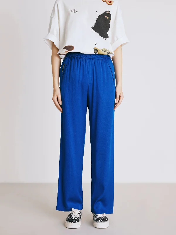 Moroccan Blue Stretch Silk Pants