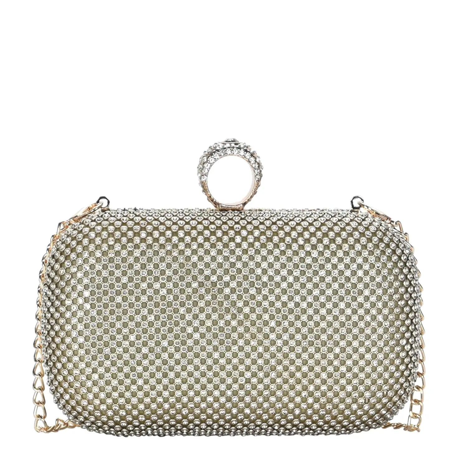 Ring-On Rhinestone Party Clutch