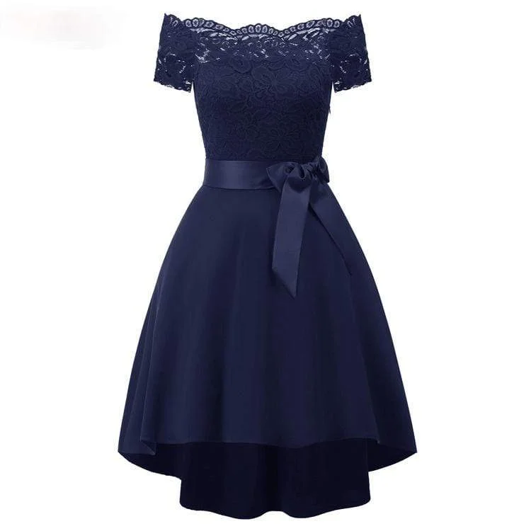 Women's Vintage Off Shoulder Lace Party Dresses Wedding Dress