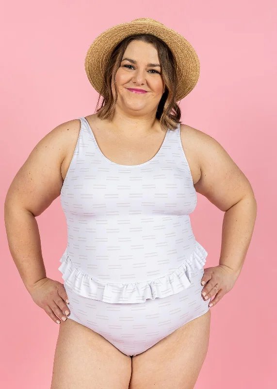 Taupe Dashes | Skirted One-Piece