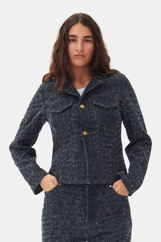 Fluffy Denim Blazer - Rinse Dark Blue