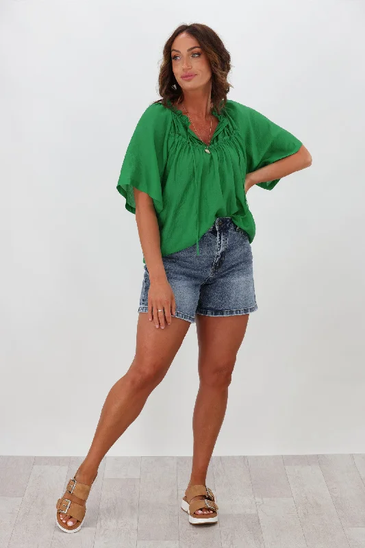 Gloss by Shine On Mylie Ruffle Top Green