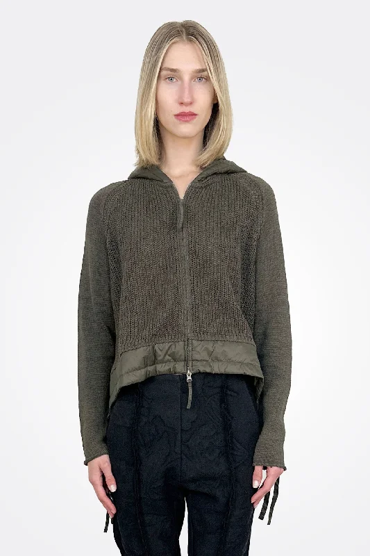 Padded Hem Flared Cardigan - Jungle