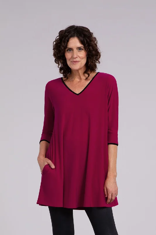 Tipped Reversible Trapeze Tunic | Magenta/Blk