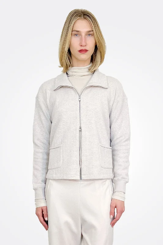 Zipped Wool Sweater - Ice