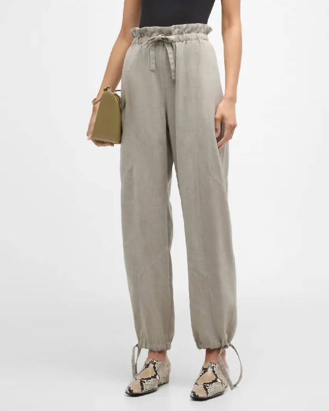 Suiting Elasticated Waist Pants In Light Melange