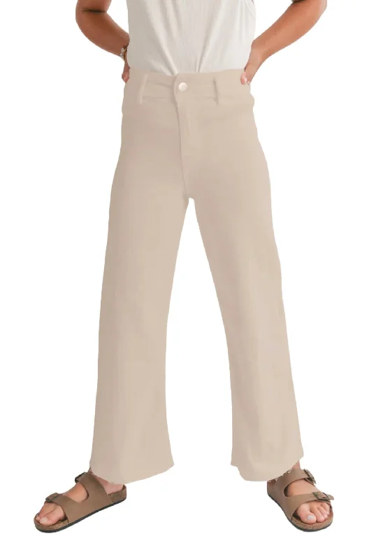 Tween Clear Eyes Wide Leg Denim Pants In Cream