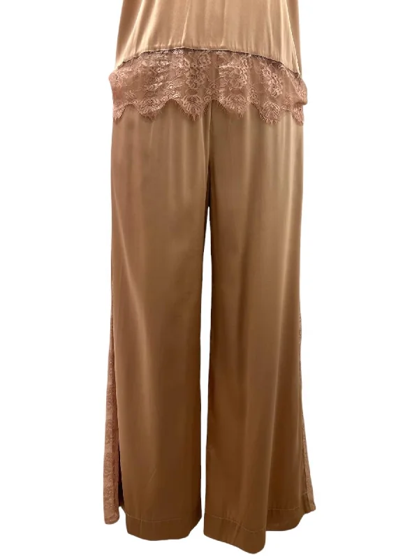 Women's Brya Silk & Lace Trousers In Malt