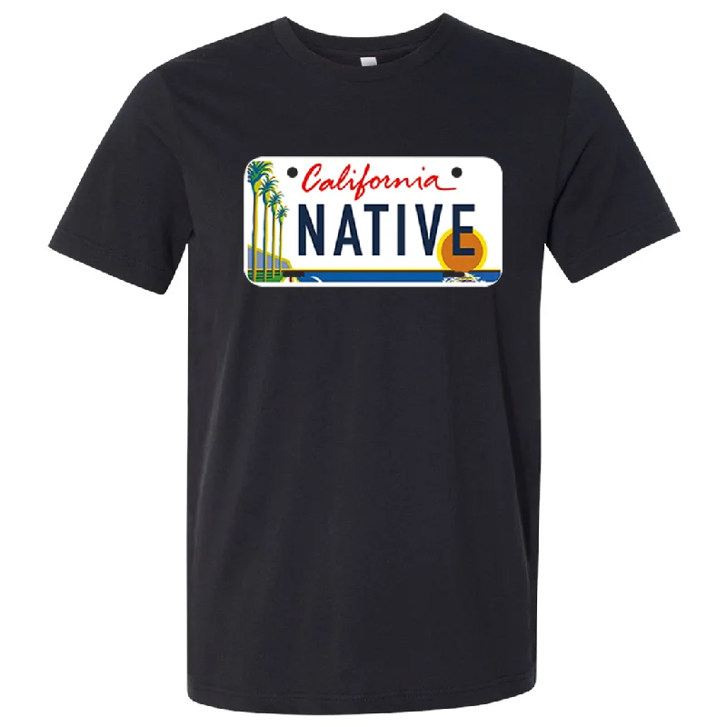 California Native License Plate Asst Colors Mens Lightweight Fitted T-Shirt/tee