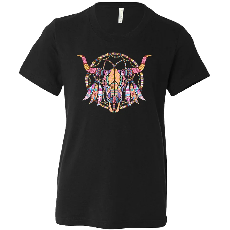 Cow Skull Mosaic Asst Colors Youth T-Shirt/tee