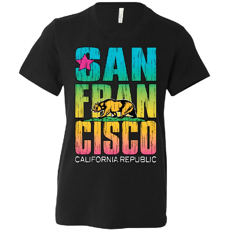 San Francisco California Neon Rainbow Asst Colors Youth T-Shirt/tee