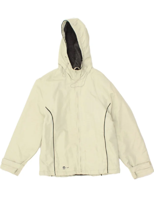 BRUGI Womens Hooded Windbreaker Jacket IT 42 Medium Off White Nylon