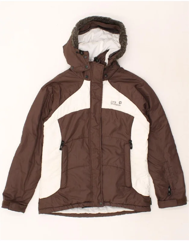 JACK WOLFSKIN Womens Hooded Windbreaker Jacket UK 12 Medium Brown