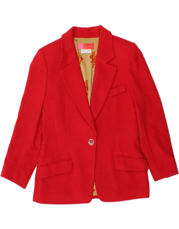 UNGARO Womens 1 Button Blazer Jacket IT 44 Medium Red Wool