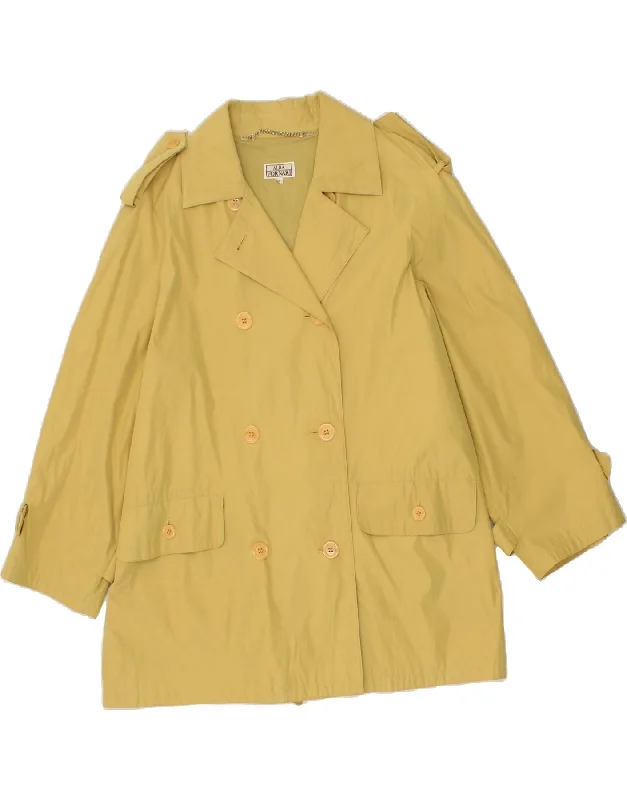 ALBA FORNARI Womens Double Breasted Coat UK 14 Medium Yellow Polyester