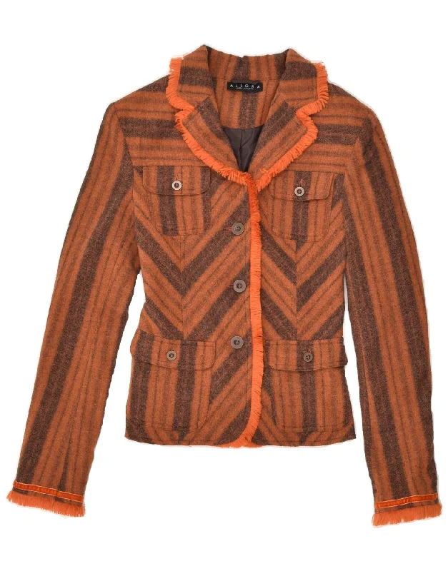 ALLORA Womens 3 Button Blazer Jacket IT 36 XS Orange Striped