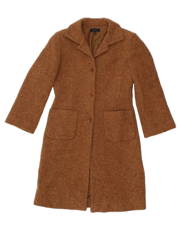 ALYSI Womens Overcoat IT 42 Medium Brown Flecked Wool