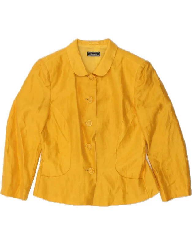 BROOKSFIELD Womens 5 Button Blazer Jacket IT 46 Large Yellow Linen