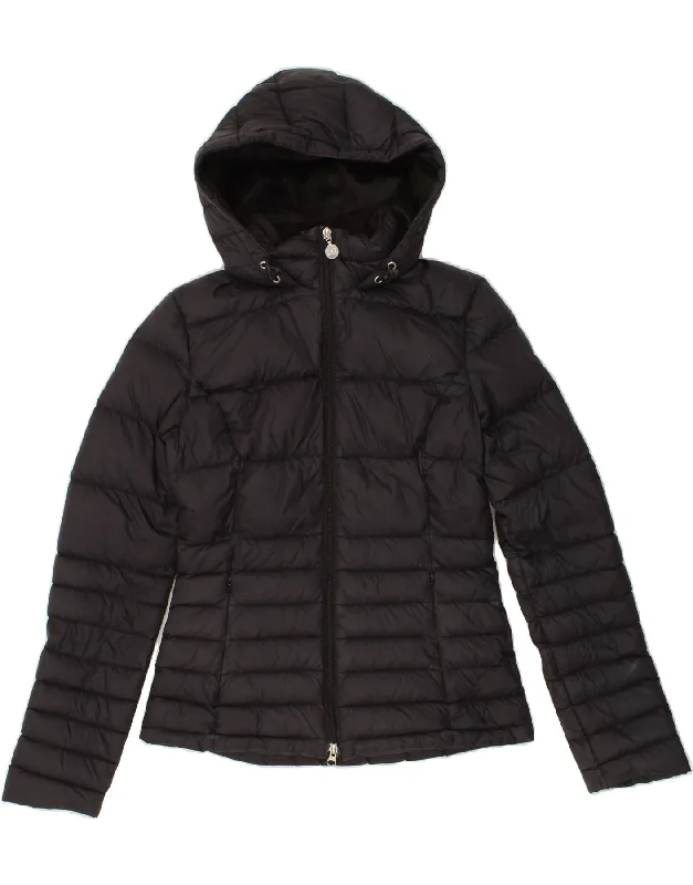 EMPORIO ARMANI Womens Hooded Padded Jacket UK 12 Medium Black Polyamide