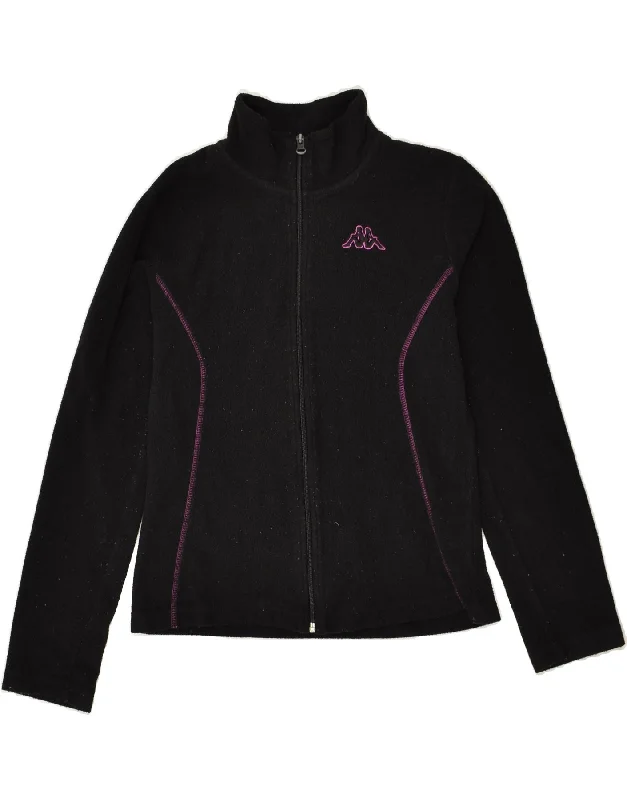 KAPPA Womens Fleece Jacket UK 14 Large Black Polyester