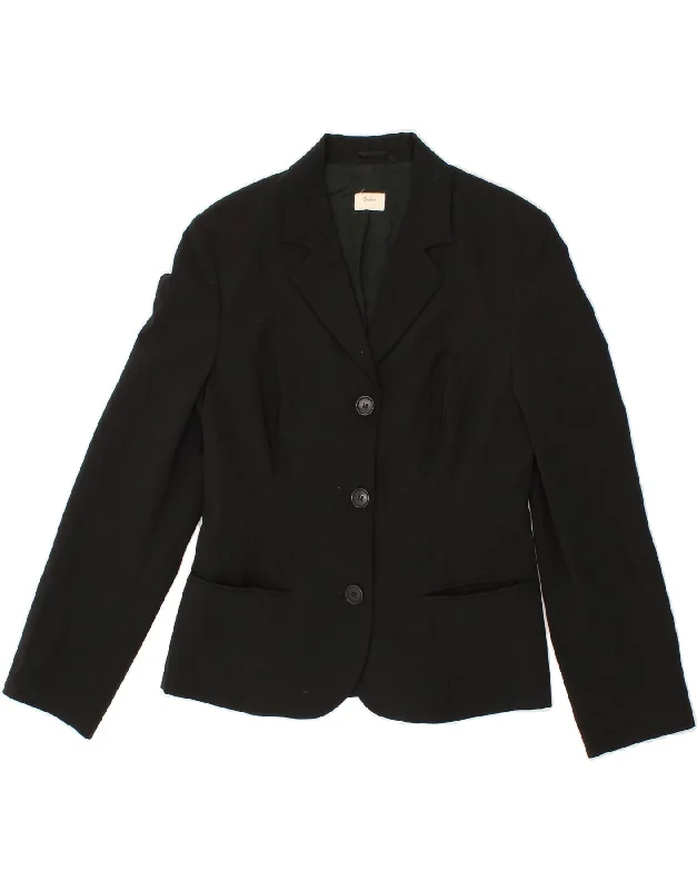 SISLEY Womens 3 Button Blazer Jacket IT 44 Medium Black Polyester