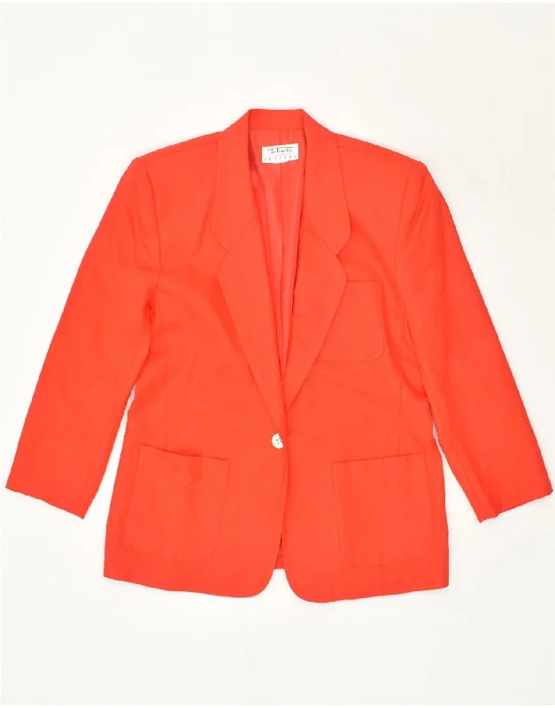 TALBOTS Womens 1 Button Blazer Jacket UK 14 Large Red