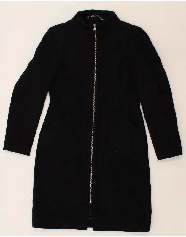 WHISTLES Womens Overcoat UK 8 Small Black Wool