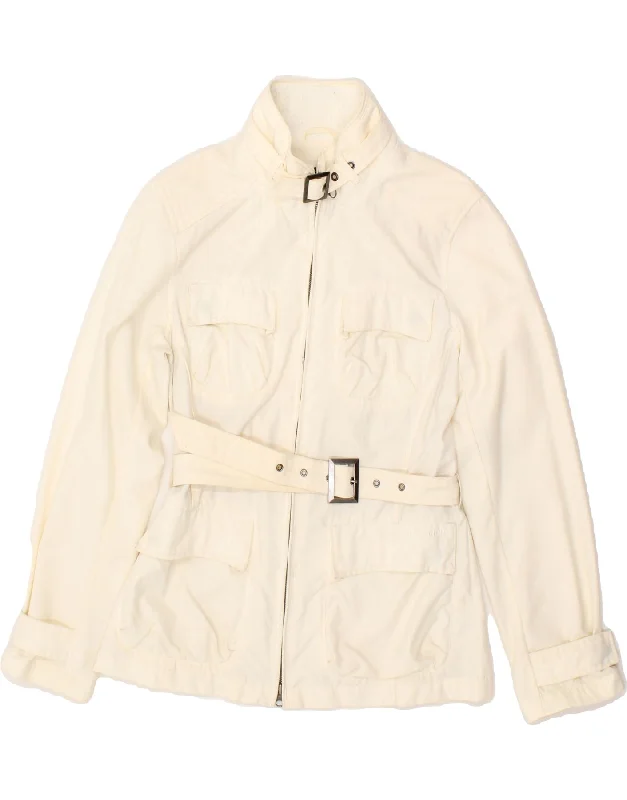 WOOLRICH Womens Utility Jacket UK 10 Small Off White Nylon