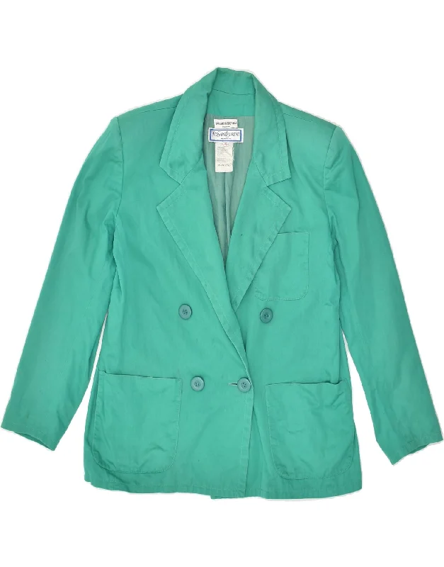 YVES SAINT LAURENT Womens Double Breasted Blazer Jacket IT 42 Medium Green