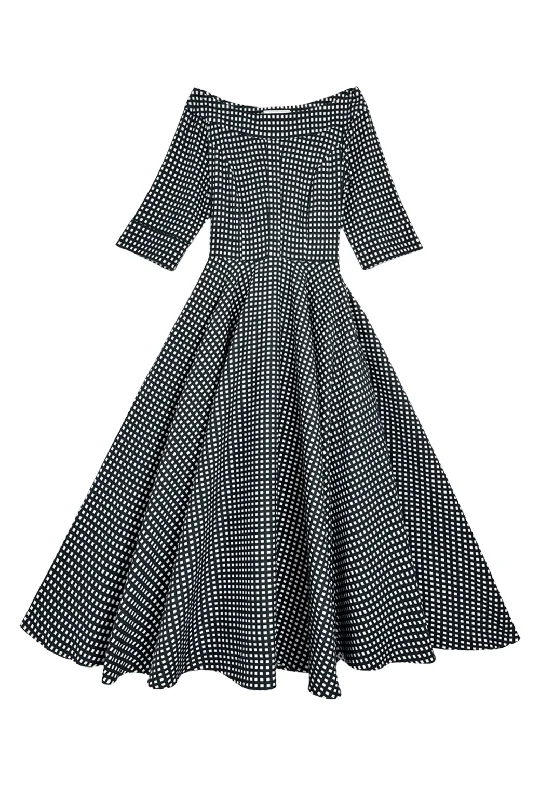 Mary Dress - Black and White Gingham Faille