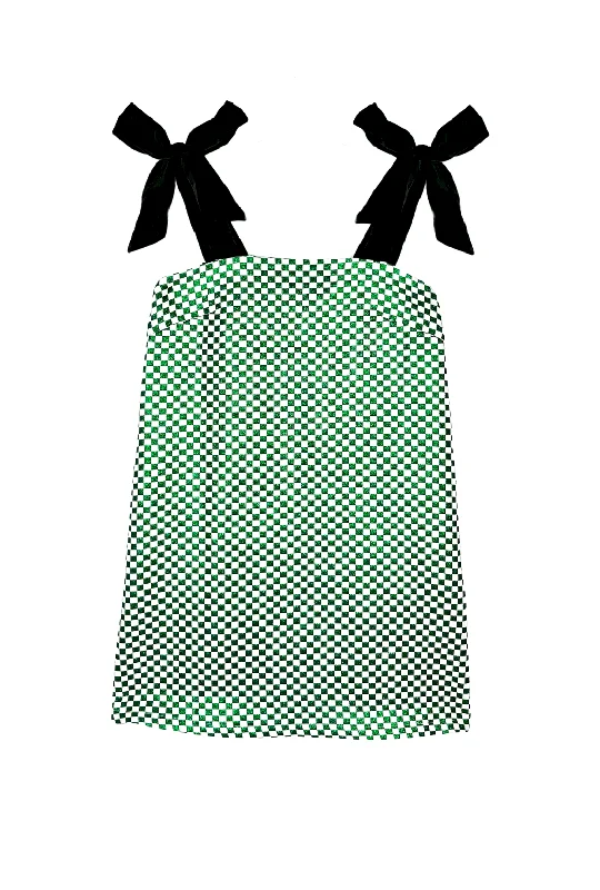 Pillar Dress - Emerald Checkerboard Shimmer